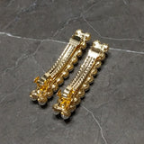 Pearl Hair Clip Barrette Bridal Hair Accessory Rhinestones Gold Color - Set of 2