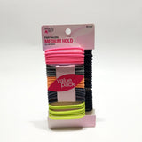 Ponytailers Elastic Hair Tie Black Neon Pink Orange Gray Yellow 60Pcs Value Pack