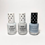 Poparazzi Quick Dry nail Polish Baby Blue Beau, Sly Silver, When Skies are Grey Set