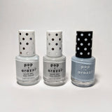 Poparazzi Quick Dry nail Polish Baby Blue Beau, Sly Silver, When Skies are Grey Set