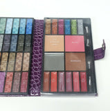 Purple BR Makeup Purse Kit Set Eyeshadow Lip Color Blush Glitter Applicators