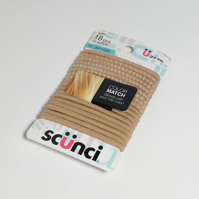Scunci Color Match Ponytailers Elastic Hair Tie 18 Pcs Multi Blonde Shades Beige
