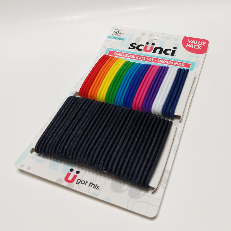 Scunci No Damage Medium-Hold Elastic Hair Bands Bright Colors