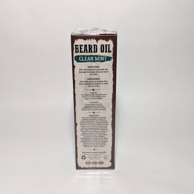 Smooth Groom Clean Mint Beard Oil 2 oz / 60 mL All Types Softens & Tames Hair