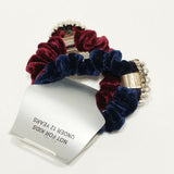 Women Velvet Hair Scrunchie Ties Pearl Accessory Hair Tie Burgundy and Navy 2Pcs