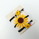 Yellow Flower Hair Ties Elastic Ponytail Holder Bands 3 PCS Set