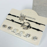 Zirconia Pearls Silver Tone Fashion Jewelry Anchor Wheel Bracelet & Earrings Set