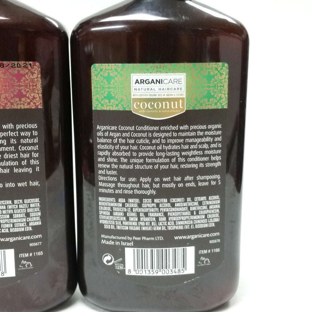 Arganicare Coconut Shampoo & Conditioner 13.5 oz Dull Dry & Frizzy Hair Organic