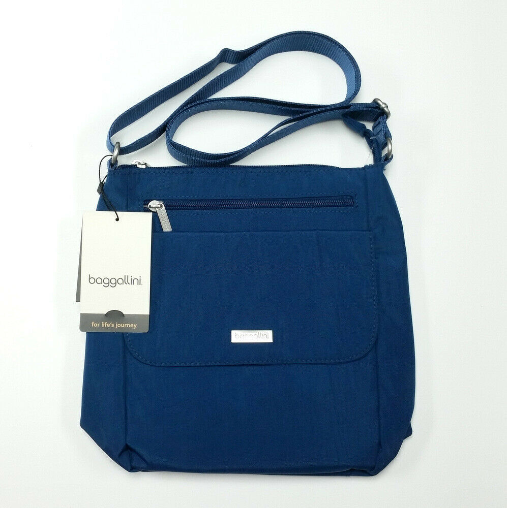 Baggallini Blue Crossbody Purse Bag Travel Nylon Water Resistant MTW882B0422