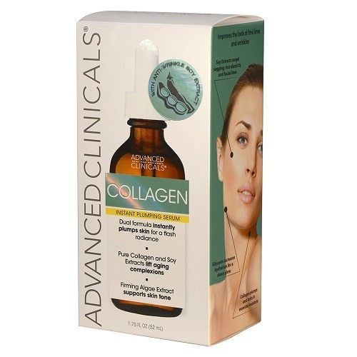 Advanced Clinicals Instant Plumping Collagen Face Serum Anti-Wrinkle 1.75 oz