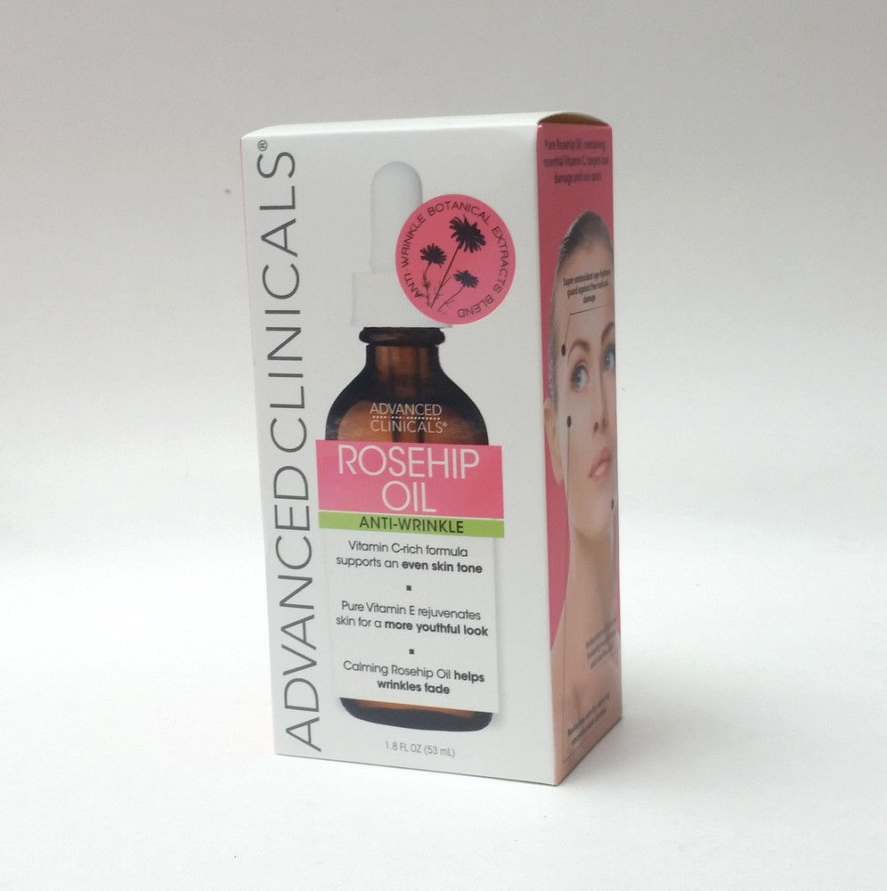Advanced Clinicals Rosehip Oil Anti-Wrinkle Face Oil w/ Vitamin C and E 1.8 oz