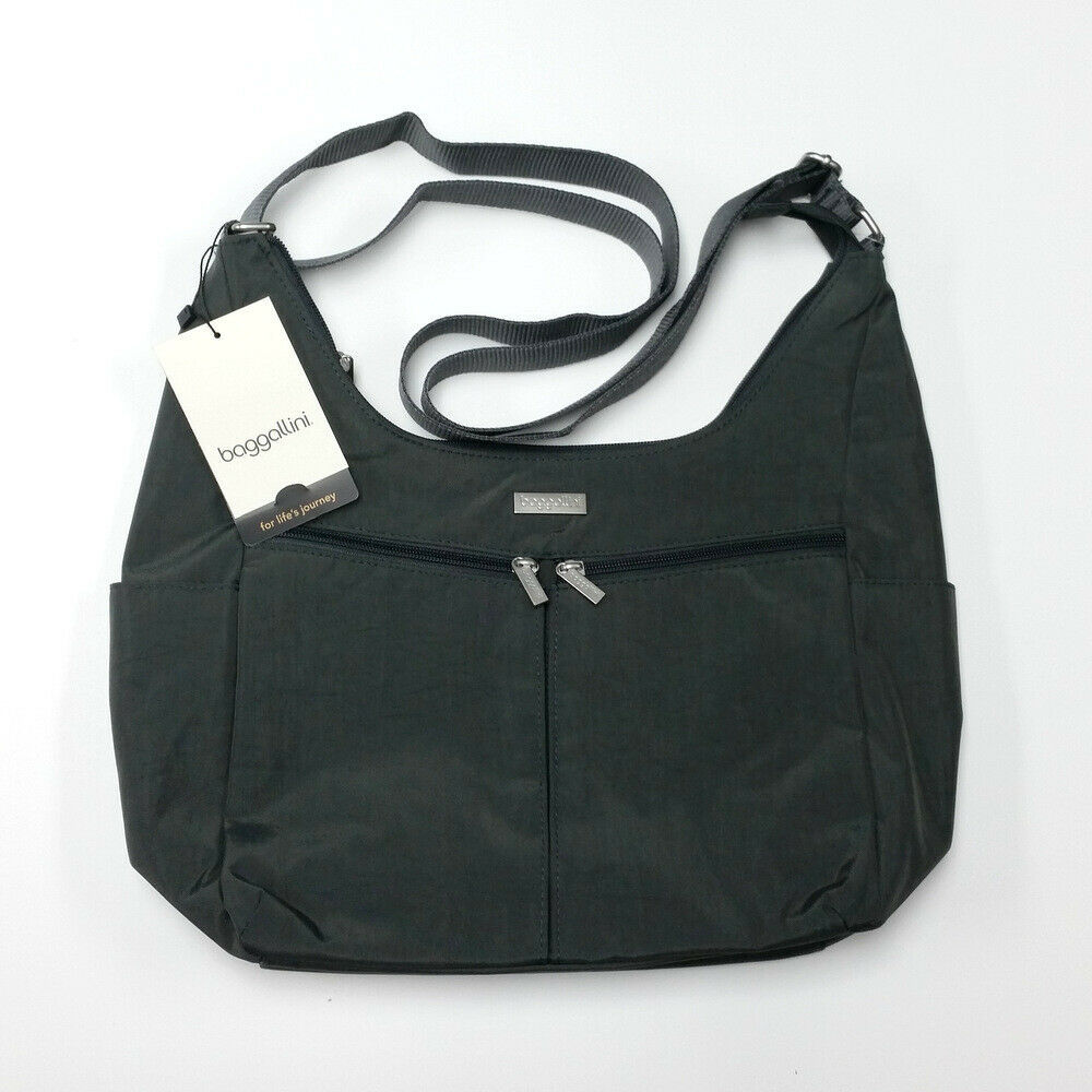 Baggallini Gray Crossbody Purse Bag Travel Nylon Water Resistant MRG880B0021