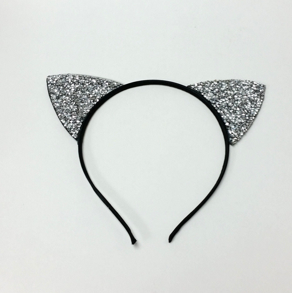 Silver Rhinestone Cat Ear Headband Women & Girls Hair Accessories