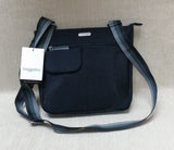 Baggallini Fine Line Pocket Hobo Bag Purse Black Light Nylon Water Resistant